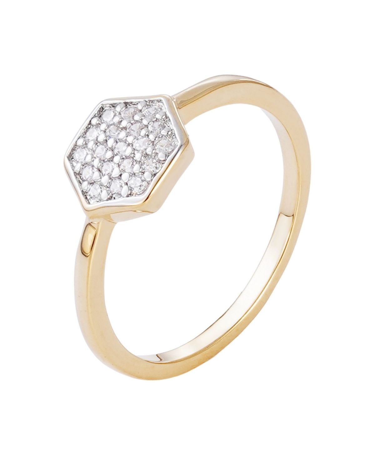 Adornia Gold Cz Mini Hexagon Ring In Gold