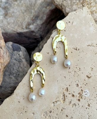 Gold Faux Pearl Statement Earrings
