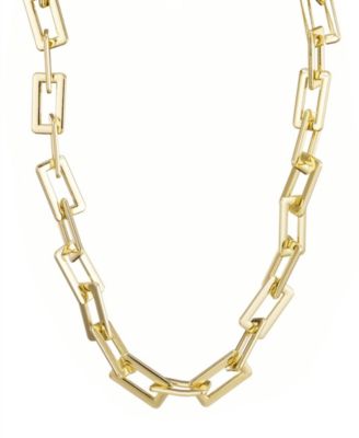 Gold Rectangle Paperclip Chain Necklace