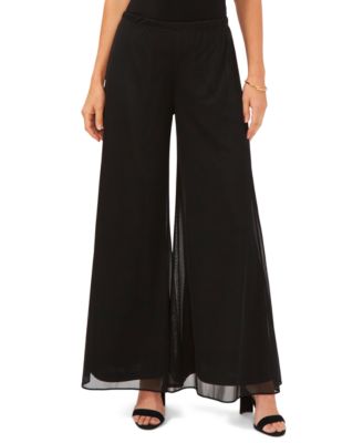 Petite Mesh Wide-Leg Dress Pants