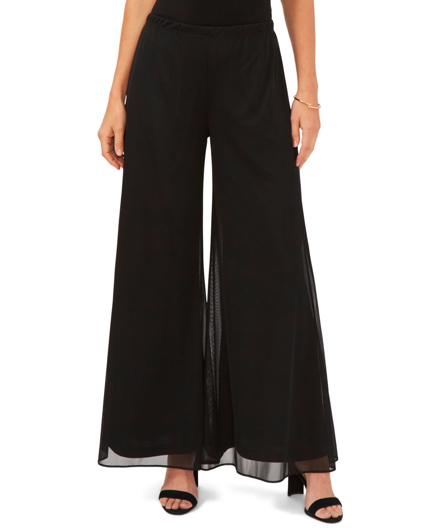 Женские брюки MSK Petite Mesh Wide-Leg Dress Pants, цвет: Чёрный — фото 6