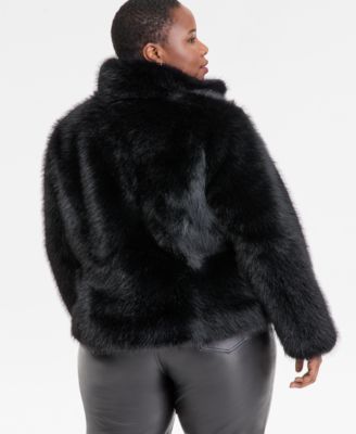 Plus Size Faux-Fur Long-Sleeve Coat, Macy's Exclusive 