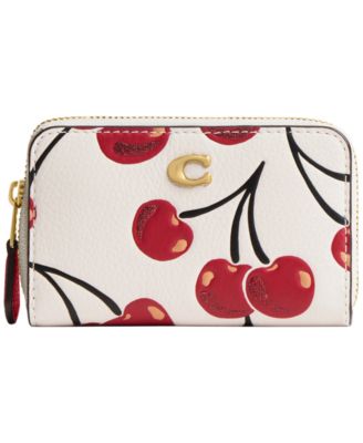 COACH - Boxed Essential Cherry Print Leather Zip Around Card Case