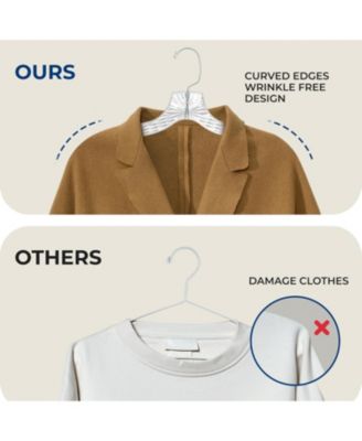 12 Pcs. Clear Plastic Hangers – Non-Slip, Crystal-Cut, Durable &amp; Space-Saving Invisible Hangers for Suits &amp; Clothing (Transparent)