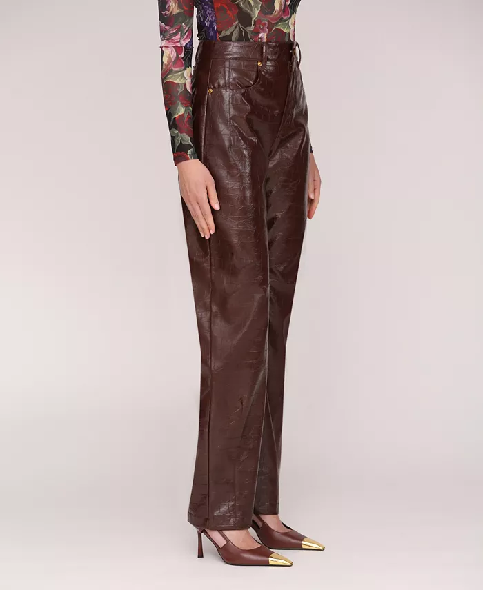 Women's Straight-Leg Faux Leather Pants - thumbnail 2