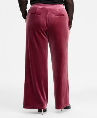 Plus Size High-Rise Wide-Leg Velvet Pants, Created for Macy's
