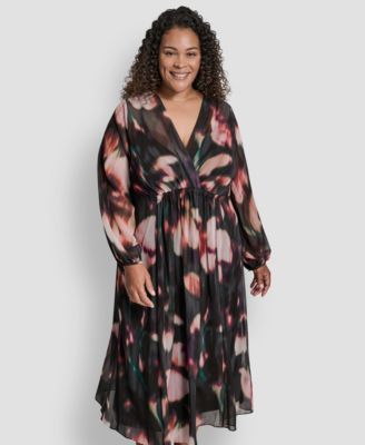 Plus Size Long Sleeve Empire Waist Maxi Dress
