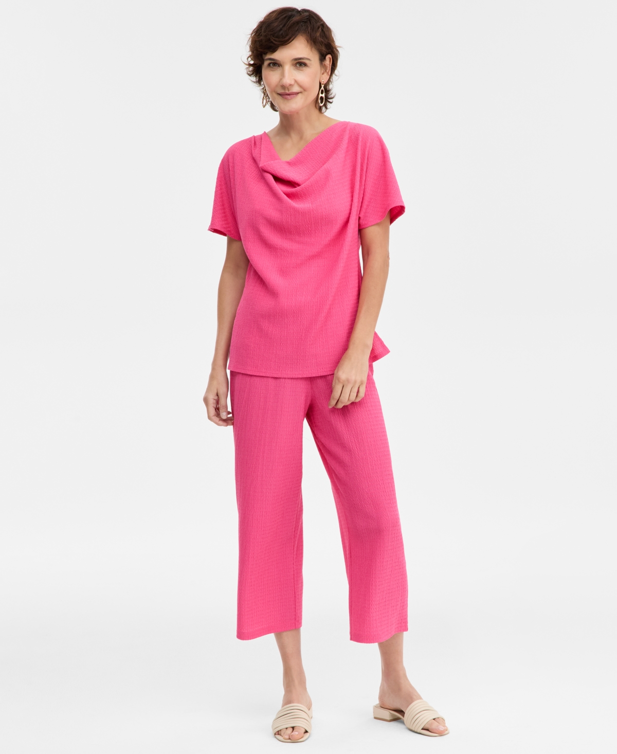 Jm Collection Women's Textured Knit Cropped Pants, Macy's Exclusive