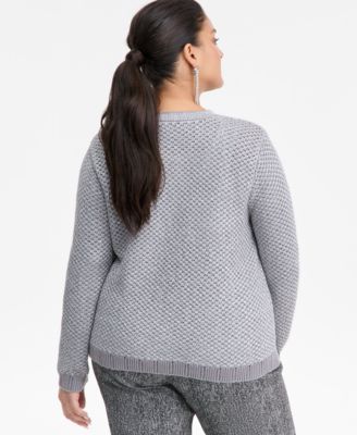 Plus Size Metallic Shine Cotton Cardigan, Macy's Exclusive 