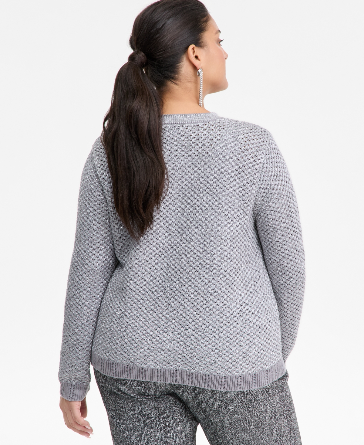 I.n.c. International Concepts Plus Size Metallic Shine Cotton Cardigan, Macy's Exclusive