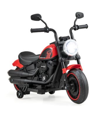 6V Kids Electric Motorcycle with Training Wheels LED Headlights Music Board