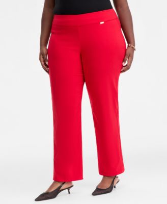 Plus Size Mid-Rise Pull-On Straight-Leg Pants, Created for Macy's 