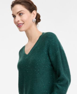 Women's Roving Sequin V-Neck Sweater, Macy's Exclusive