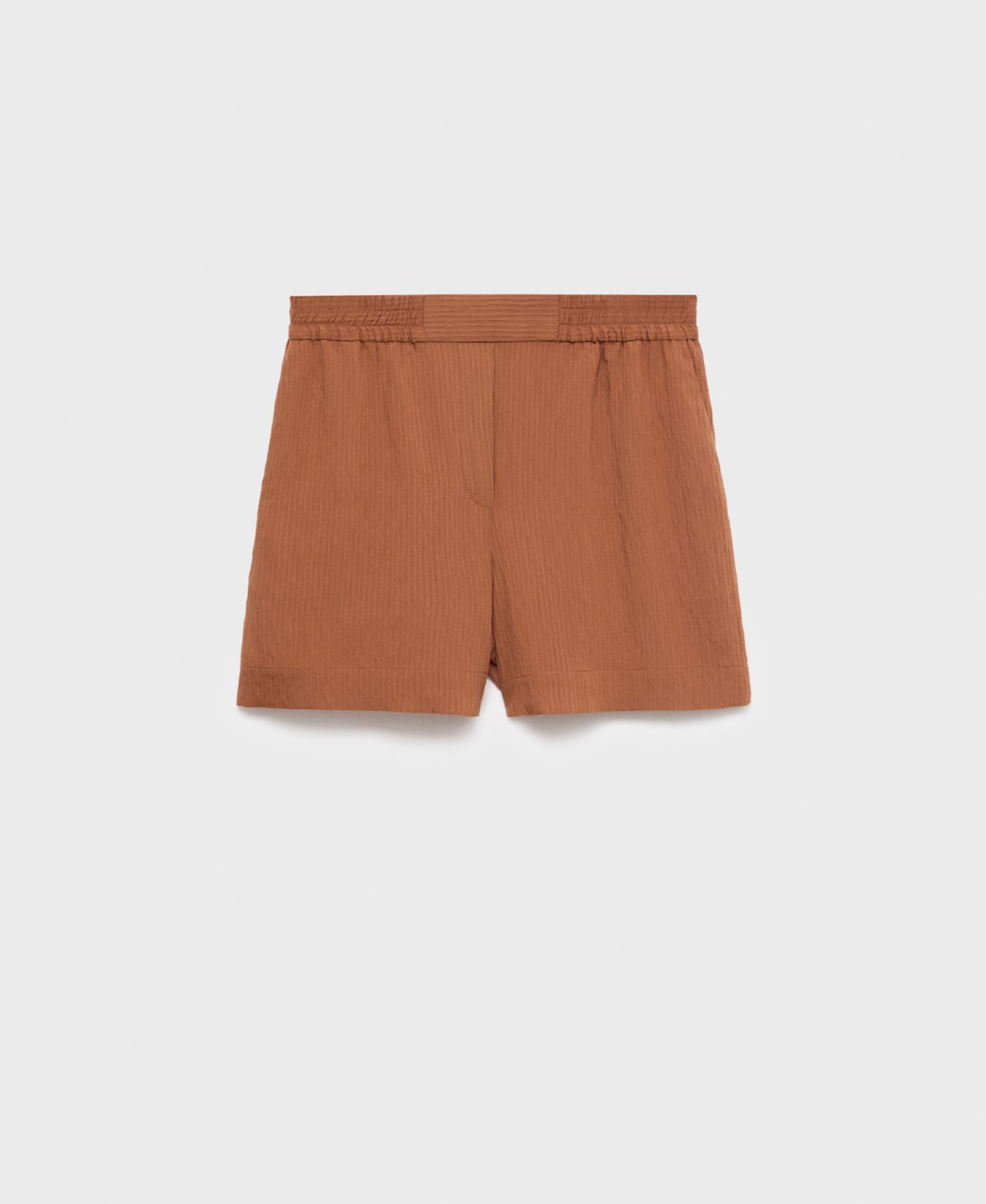 Женские шорты Mango Contrasting Trim Textured, цвет: Коричневый — фото 3