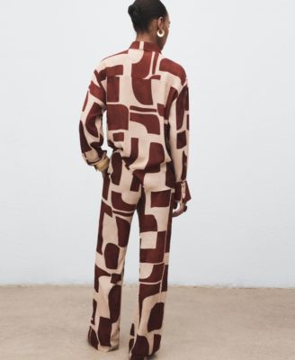 Women's Geometric Pattern Fluid Pants