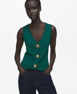 Women's Jewel Buttons Knitted Vest