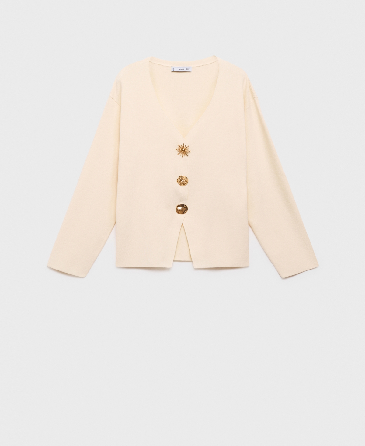 Mango Veste En Maille Boutons Bijoux Écru - Femme - Xl -  In Neutral