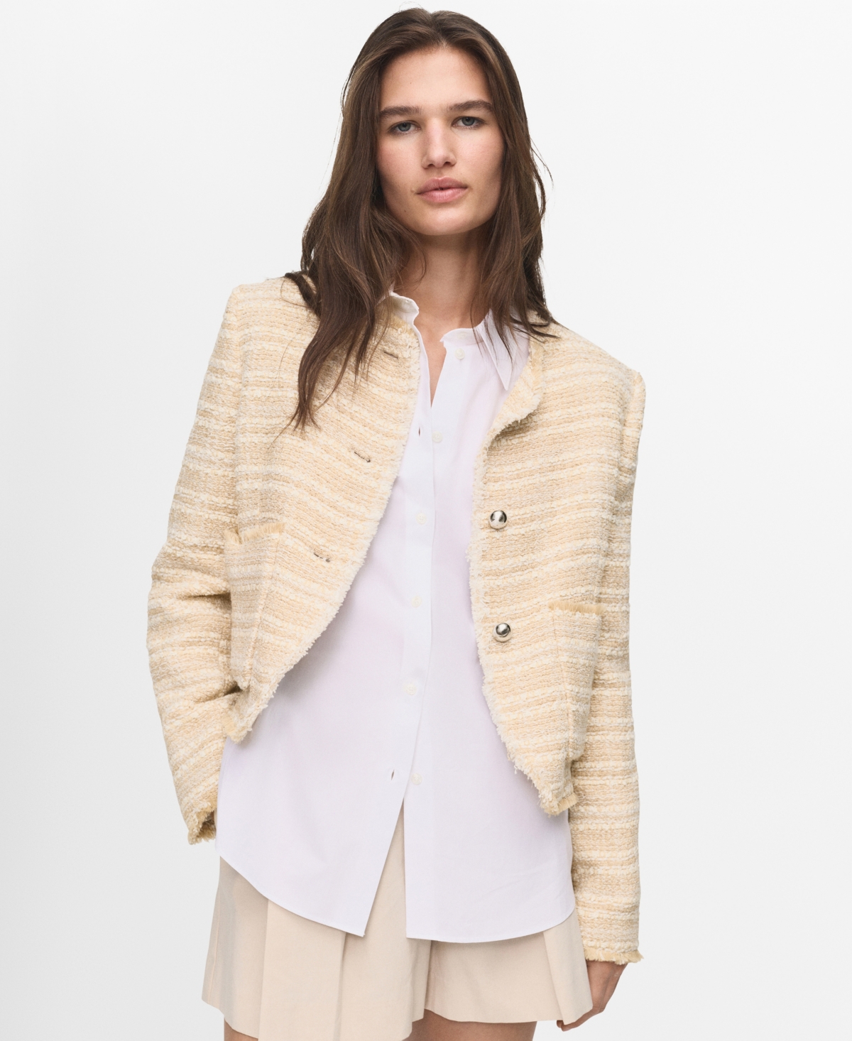 Mango Women's Jewel Buttons Tweed Jacket