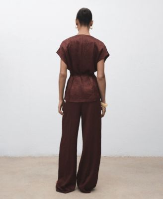 Women's Straight-Leg Crinkled-Effect Pants