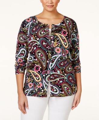 August Silk Plus Size Paisley Print Cardigan Macy s