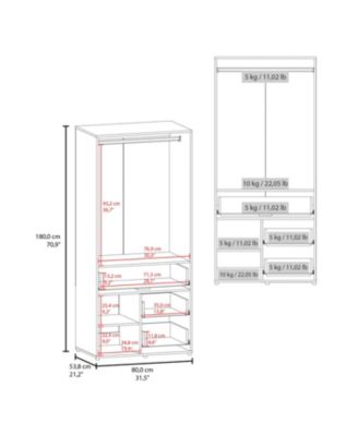 Riverdale Armoire, 2 Doors, 3 Drawers, 2 Shelves, 6 Legs, Black Wengue