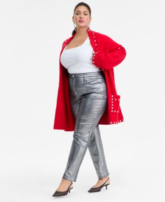 Plus Size Metallic Straight-Leg Jeans, Created for Macy's