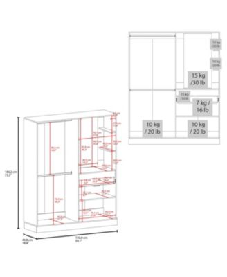 Everson Armoire, 4 Doors, 1 Drawer, 3 Shelves, 1 Mirror, White