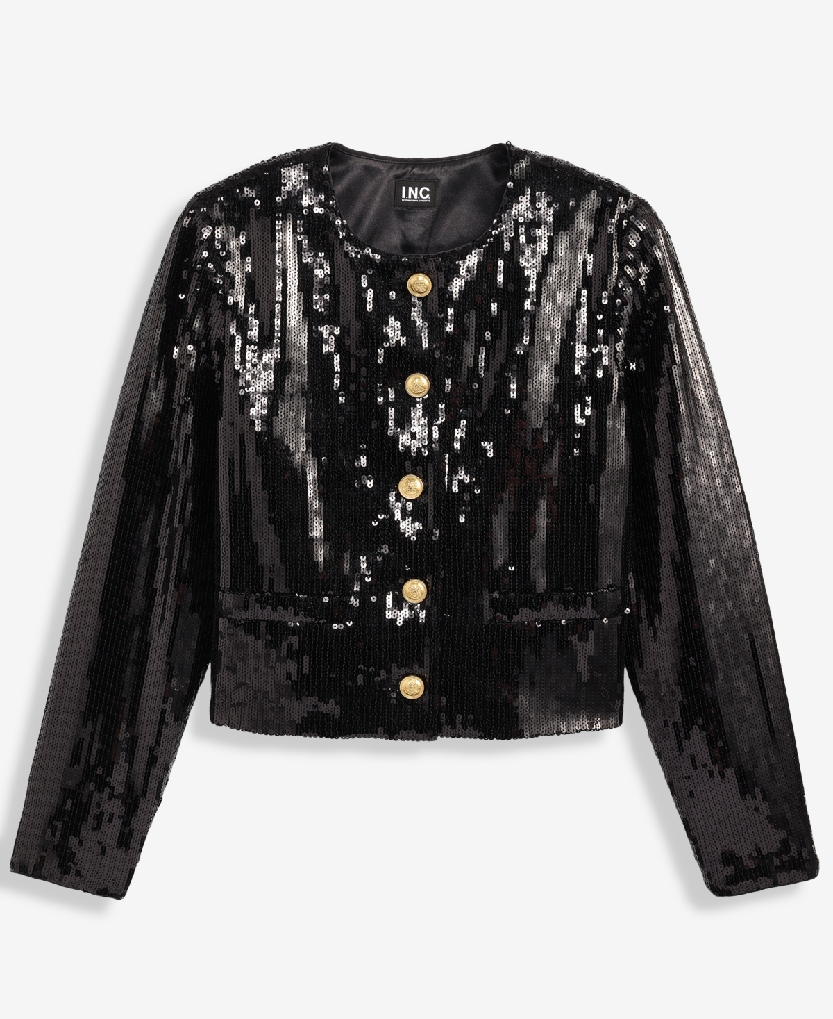 Inc International Concepts Women's Sequin Jacket, Macy's Exclusive In Black