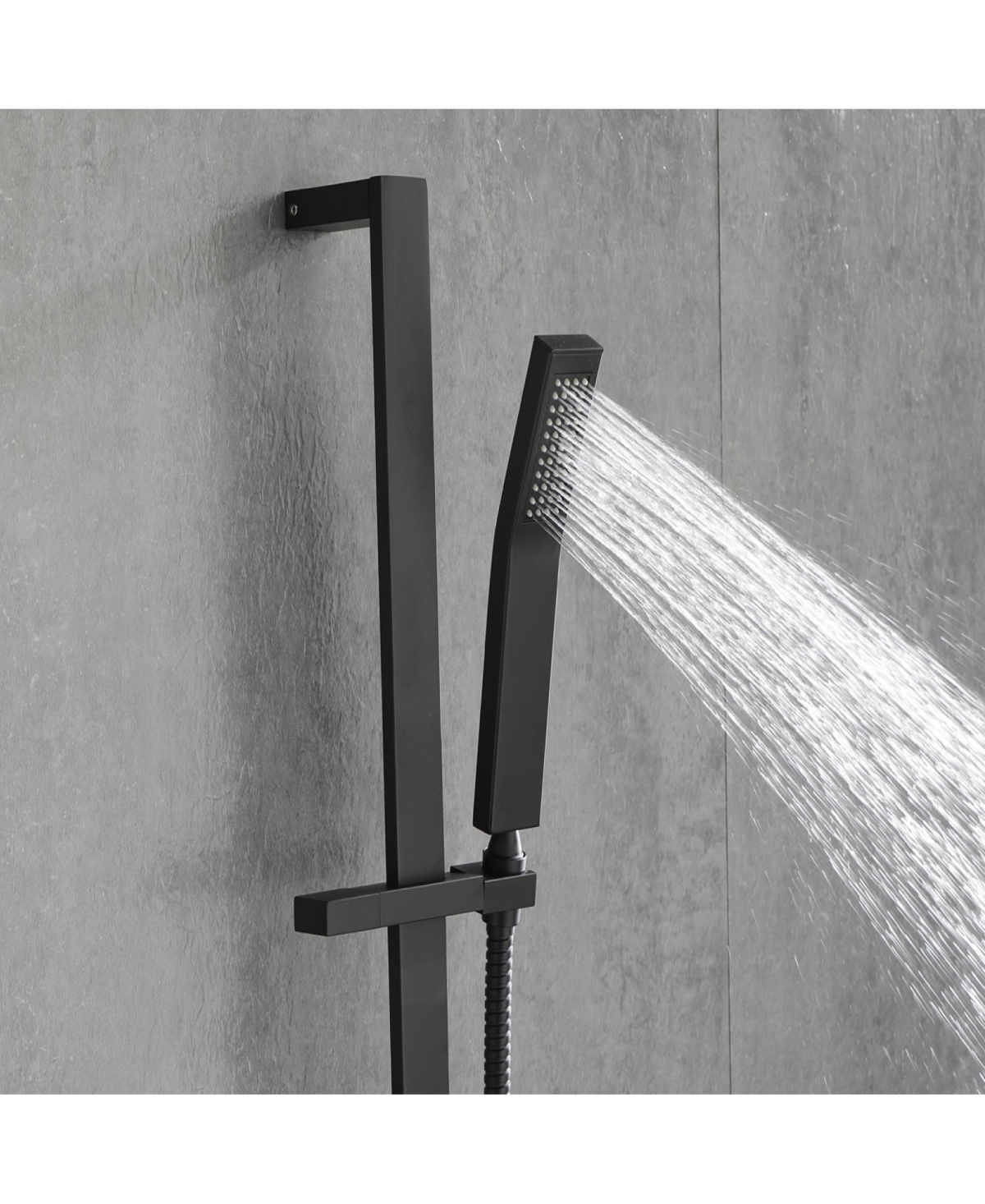 Rainsken Handheld Shower with 28-Inch Slide Bar and 59-Inch Hose,Black