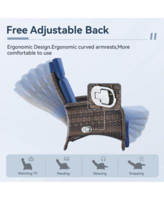 SleekArm Wicker 1-Piece Outdoor Chaise Lounge Chair, Patio Adjuestment Recliner with Olefin Cushion