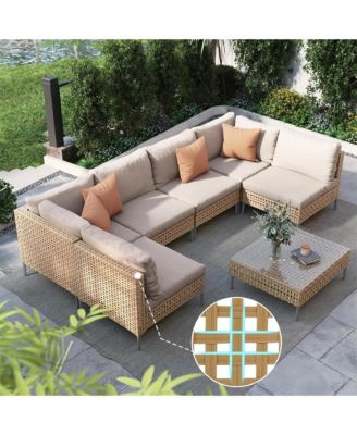 All-Iron Detachable Wicker Corner Sofa Set - 7 Pieces