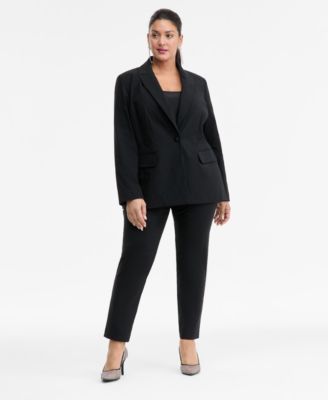 Plus Size Rhinestone Peak-Lapel Blazer & Skinny Pants, Macy's Exclusive