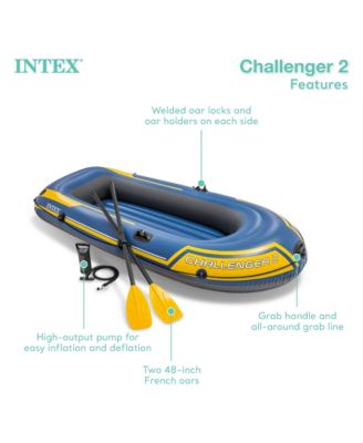 Challenger 2 Inflatable 2 Person Floating Boat Raft Set w/ Oars & Air Pump