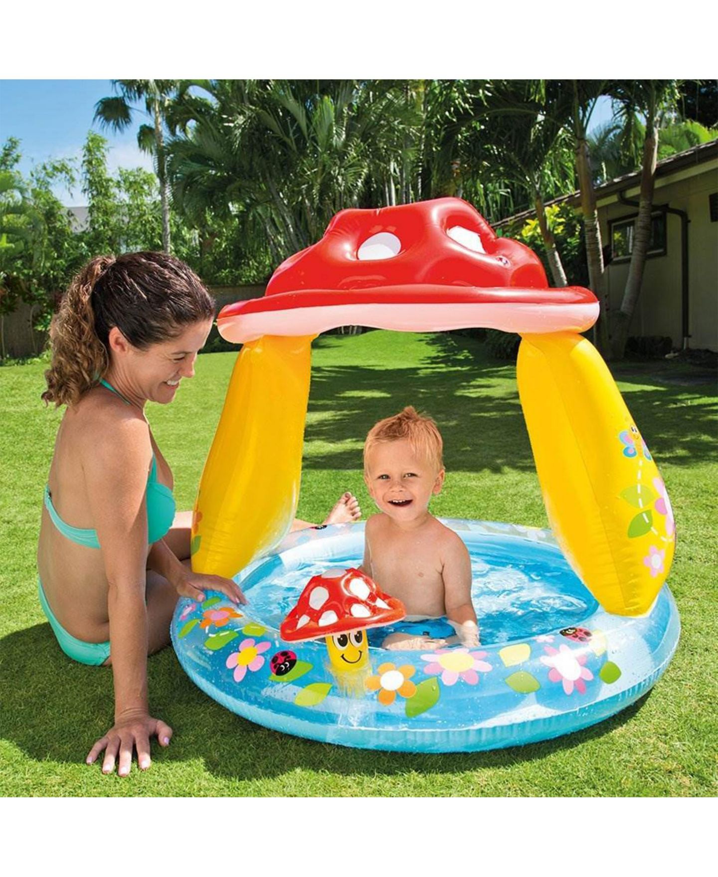 Детская игрушка Intex Mushroom Water Play Center Inflatable Pool, 12 Gallons, Ages 1-3 — фото 6