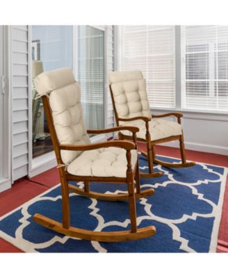 Tufted Rocking Chair Cushion, High Back Chair Cushion with Waterproof and Fade-Resistant, Set of 2
