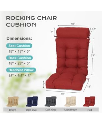 Tufted Rocking Chair Cushion, High Back Chair Cushion with Waterproof and Fade-Resistant, Set of 2