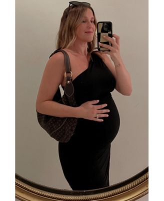 Black Ruched One Shoulder Maternity Dress
