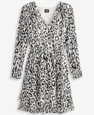 Women's Printed Long-Sleeve Surplice Mini Dress, Macy's Exclusive