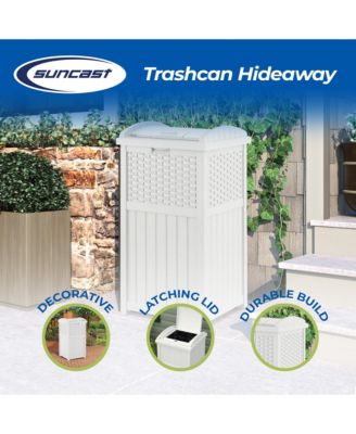 Wicker Resin Outdoor Hideaway Trash Can Bin with Latching Lid (2 Pack)