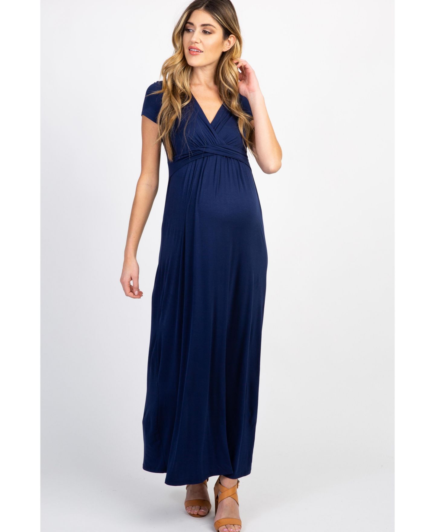 Женское платье Pinkblush Navy Draped Maternity/Nursing Maxi, цвет: Тёмно-синий — фото 1