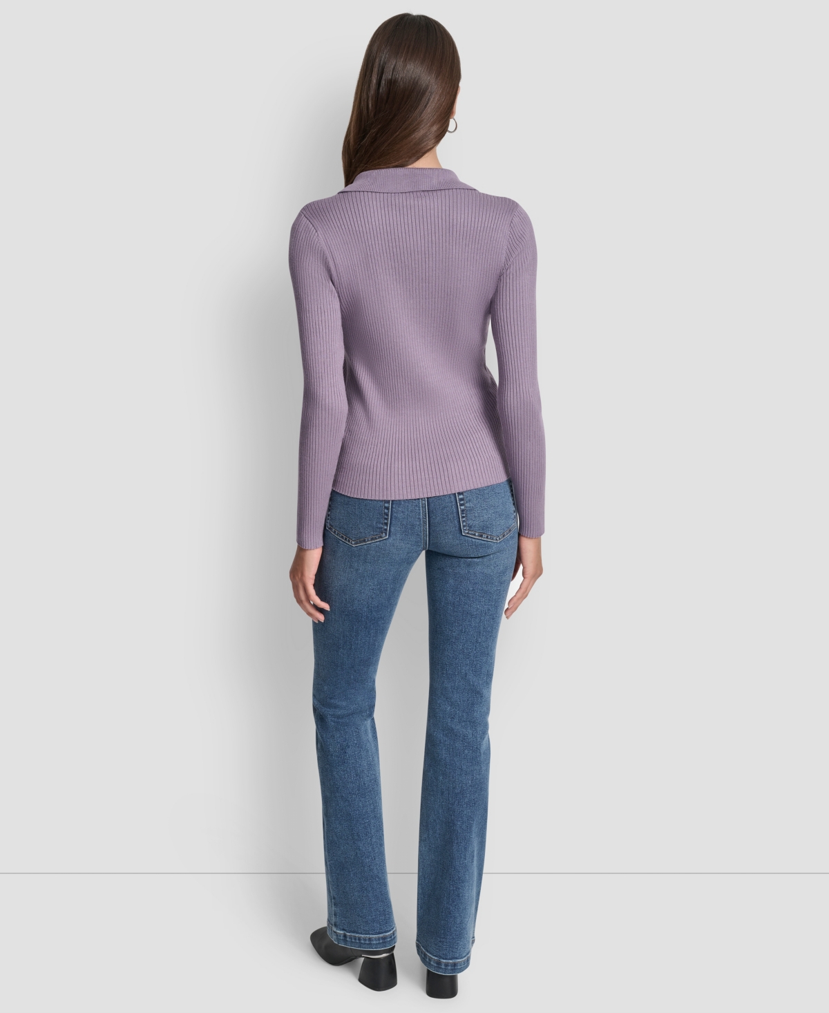 Dkny Jeans Women's Ribbed Long Sleeve Sweater In Purple