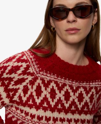 Women's Fair-Isle Crewneck Dropped-Shoulder Sweater