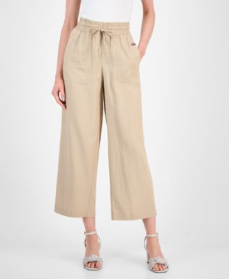 Women's Drawstring-Waist Pull-On Linen Pants