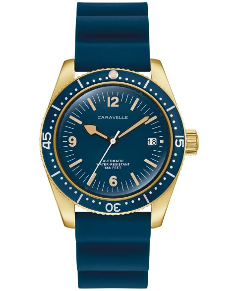 Мужские часы Caravelle Vintage Sport Sea Hunter Blue Rubber, 39mm