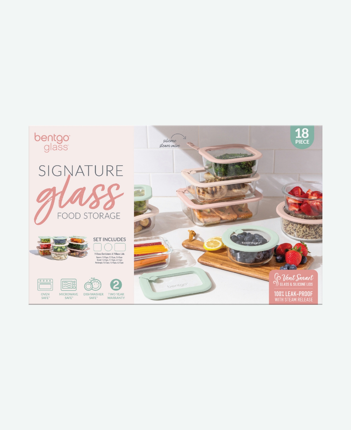 Bentgo Signature 18-pc. Glass Food Storage Set In Green