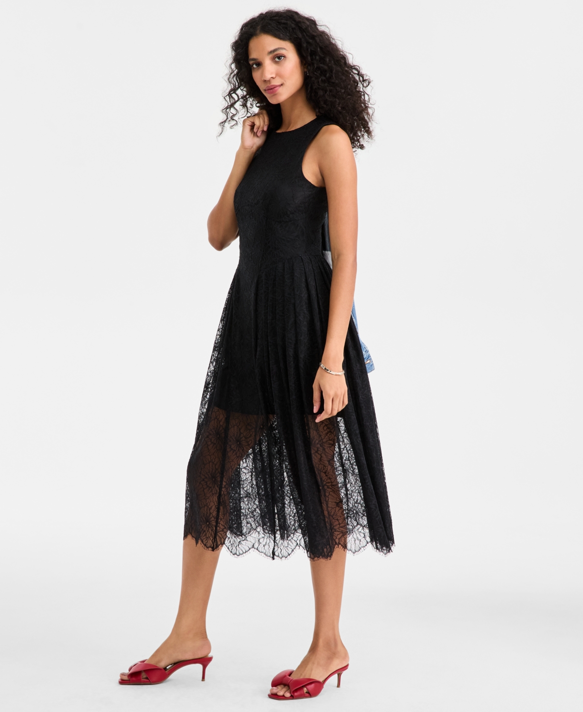 On 34th Women's Woven Lace Drop-waist Midi Dress, Macy's Exclusive In Black