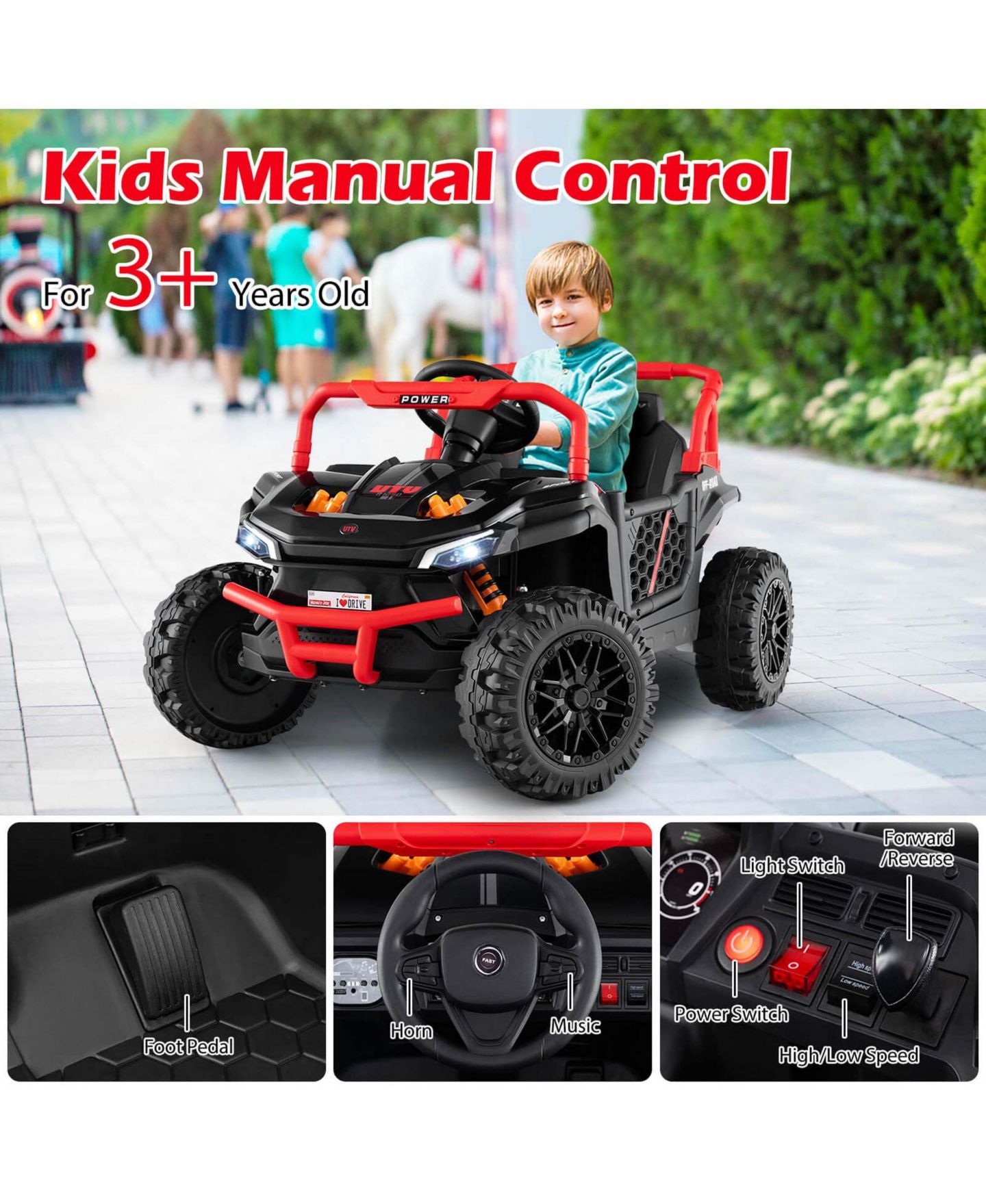 Детская игрушка Costway 12V Parental Remote Control Ride on Truck, цвет: Красный — фото 8