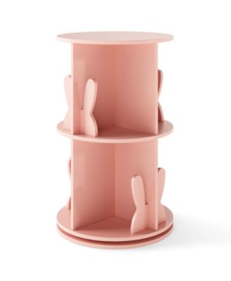 Kids Rotating Bookshelf 2 Tier Freestanding 360° Revolving Display Storage Rack Pink