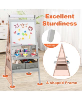 3-in-1 Art Easel for Kids with Magnetic Chalkboard & Whiteboard Paper Roll