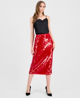 T Tahari - Women's Slim-Fit Sequin Midi Skirt